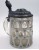 Bierkrug berfangglas mit Zinndeckel, Handbemalt, um 1900